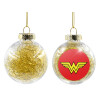 Transparent Christmas tree ball ornament with gold filling 8cm