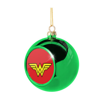 Wonder woman, Green Christmas tree ornament ball 8cm