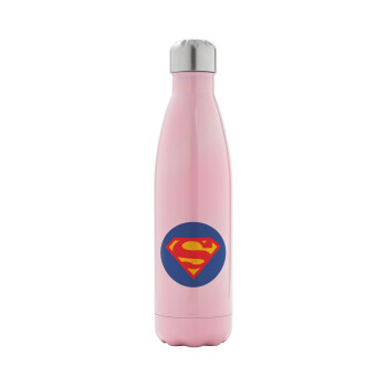 Superman, Metal mug thermos Pink Iridiscent (Stainless steel), double wall, 500ml