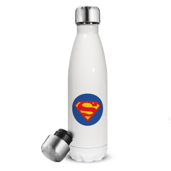 Superman, Metal mug thermos White (Stainless steel), double wall, 500ml
