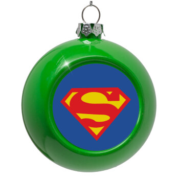 Superman, Green Christmas tree ornament bauble 8cm