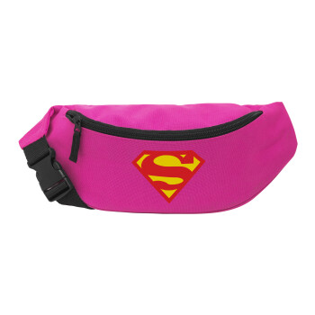 Superman, Unisex τσαντάκι μέσης (μπανάνα) χρώματος ΡΟΖ με 2 τσέπες