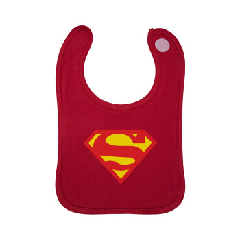 Superman, Σαλιάρα με Σκρατς Κόκκινη 100% Organic Cotton (0-18 months)