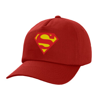 Superman, Καπέλο παιδικό Baseball, 100% Βαμβακερό Twill, Κόκκινο (ΒΑΜΒΑΚΕΡΟ, ΠΑΙΔΙΚΟ, UNISEX, ONE SIZE)