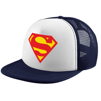 Superman, Καπέλο Ενηλίκων Soft Trucker με Δίχτυ Dark Blue/White (POLYESTER, ΕΝΗΛΙΚΩΝ, UNISEX, ONE SIZE)