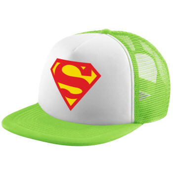 Superman, Child's Soft Trucker Hat with Green/White Mesh (POLYESTER, CHILDREN'S, ONE SIZE)