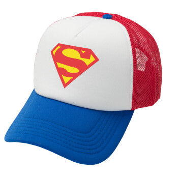 Superman, Καπέλο Ενηλίκων Soft Trucker με Δίχτυ Red/Blue/White (POLYESTER, ΕΝΗΛΙΚΩΝ, UNISEX, ONE SIZE)