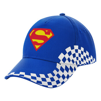 Superman, Adult Ultimate BLUE RACING Cap, (100% COTTON DRILL, ADULT, UNISEX, ONE SIZE)