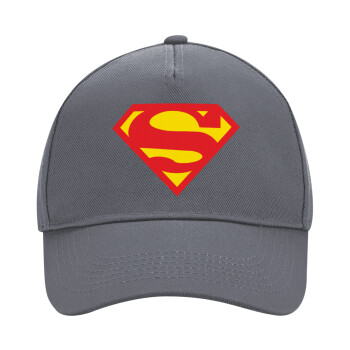 Superman, Ultimate Adult Hat Grey, (100% COTTON DRILL, ADULT, UNISEX, ONE SIZE)