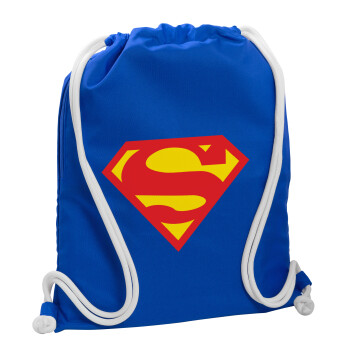 Superman, Backpack pouch GYMBAG Blue, with pocket (40x48cm) & thick cords