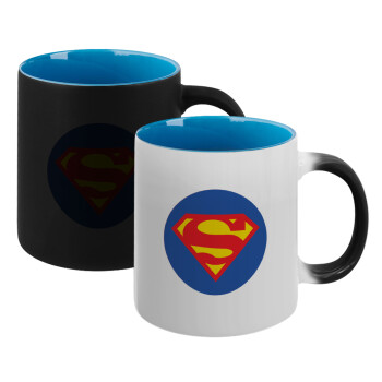 Superman, Κούπα Μαγική εσωτερικό μπλε, κεραμική 330ml που αλλάζει χρώμα με το ζεστό ρόφημα (1 τεμάχιο)