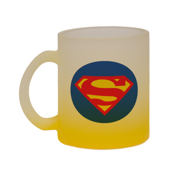Superman, Κούπα γυάλινη δίχρωμη με βάση το κίτρινο ματ, 330ml