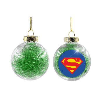 Superman, Transparent Christmas tree ball ornament with green filling 8cm