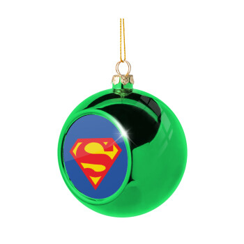 Superman, Green Christmas tree ornament ball 8cm