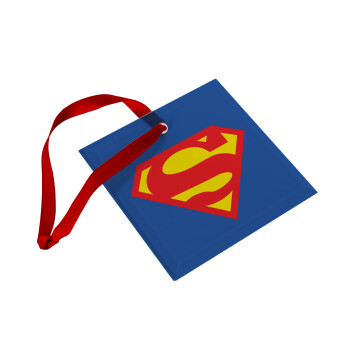 Superman, Christmas ornament, glass square ornament 9x9cm