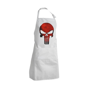 Red skull, Adult Chef Apron (with sliders and 2 pockets)