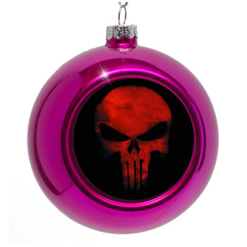 Red skull, Purple Christmas tree ornament bauble 8cm