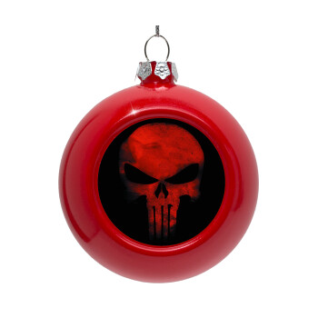 Red skull, Red Christmas tree ornament bauble 8cm