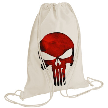 Red skull, Backpack bag GYMBAG natural (28x40cm)