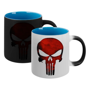 Red skull, Κούπα Μαγική εσωτερικό μπλε, κεραμική 330ml που αλλάζει χρώμα με το ζεστό ρόφημα