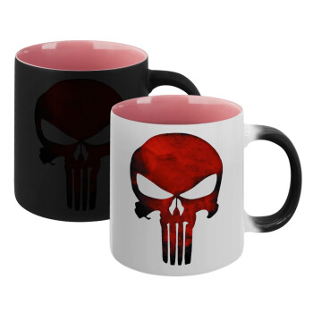 Red skull, Κούπα Μαγική εσωτερικό ΡΟΖ, κεραμική 330ml που αλλάζει χρώμα με το ζεστό ρόφημα