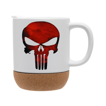 Red skull, Ceramic coffee mug Cork (MAT), 330ml (1pcs)