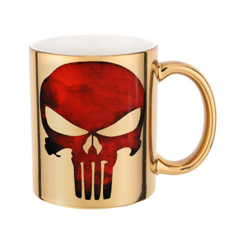 Red skull, Mug ceramic, gold mirror, 330ml