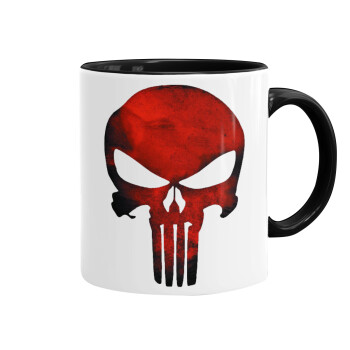 Red skull, Mug colored black, ceramic, 330ml