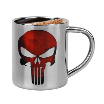 Red skull, Double-wall metal cup for espresso (220ml)