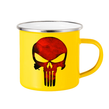 Red skull, Yellow Enamel Metallic Cup 360ml