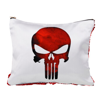 Red skull, Red sequin cosmetic bag