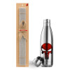 Easter Set, metallic stainless thermos flask (500ml) & scented flat Easter candle (30cm) (GRAY)