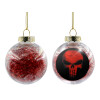 Transparent Christmas tree ball ornament with red filling 8cm