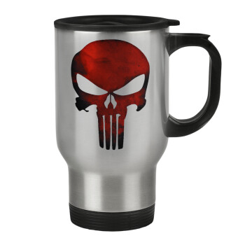 Red skull, Stainless steel travel mug with lid, double wall 450ml