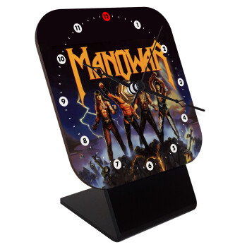 Manowar Fighting the world, Quartz Wooden table clock with hands (10cm)