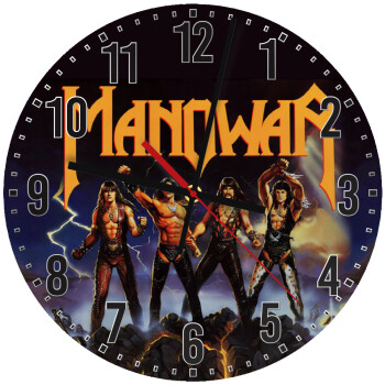 Manowar Fighting the world, Ρολόι τοίχου ξύλινο (30cm)