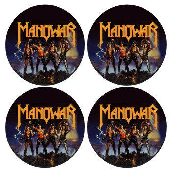 Manowar Fighting the world, SET of 4 round wooden coasters (9cm)