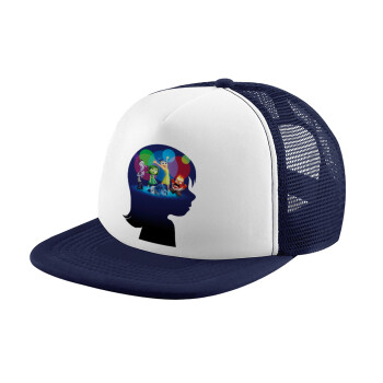 Τα Μυαλά που Κουβαλάς, Children's Soft Trucker Cap with Dark Blue/White Mesh (POLYESTER, CHILDREN, ONE SIZE)