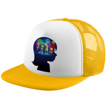 Τα Μυαλά που Κουβαλάς, Adult Soft Trucker Hat with Yellow/White Mesh (POLYESTER, ADULT, UNISEX, ONE SIZE)