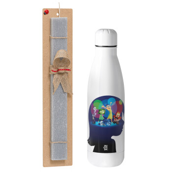 Τα Μυαλά που Κουβαλάς, Easter Set, metallic Inox water bottle (700ml) & Easter scented flat candle (30cm) (GRAY)