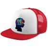 Adult Soft Trucker Hat with Red/White Mesh (POLYESTER, ADULT, UNISEX, ONE SIZE)