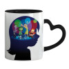 Mug heart black handle, ceramic, 330ml