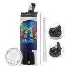 Travel Tumbler θερμό με διπλό καπάκι, μεταλλικό καλαμάκι και βούρτσα καθαρισμού (Ανωξείδωτο 304 Food grade, BPA free, 600ml)