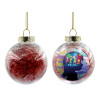 Transparent Christmas tree ball ornament with red filling 8cm