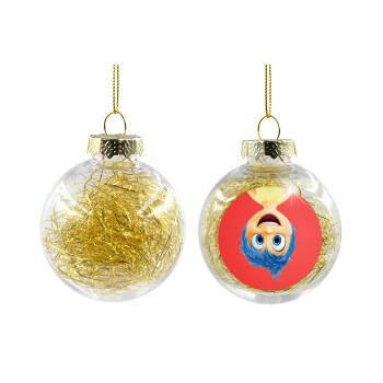 joy, Transparent Christmas tree ball ornament with gold filling 8cm