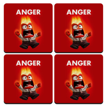 Anger, ΣΕΤ 4 Σουβέρ ξύλινα τετράγωνα (9cm)