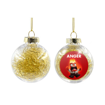 Anger, Transparent Christmas tree ball ornament with gold filling 8cm