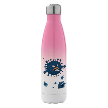 monster virus, Metal mug thermos Pink/White (Stainless steel), double wall, 500ml