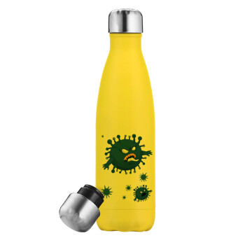 monster virus, Yellow Stainless Steel Metallic Thermos, double-walled, 500ml