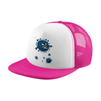 monster virus, Καπέλο Ενηλίκων Soft Trucker με Δίχτυ Pink/White (POLYESTER, ΕΝΗΛΙΚΩΝ, UNISEX, ONE SIZE)